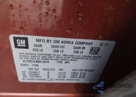 2021 Chevrolet Trailblazer Fwd Activ из США, поврежденный, VIN KL79MVSL8MB146945